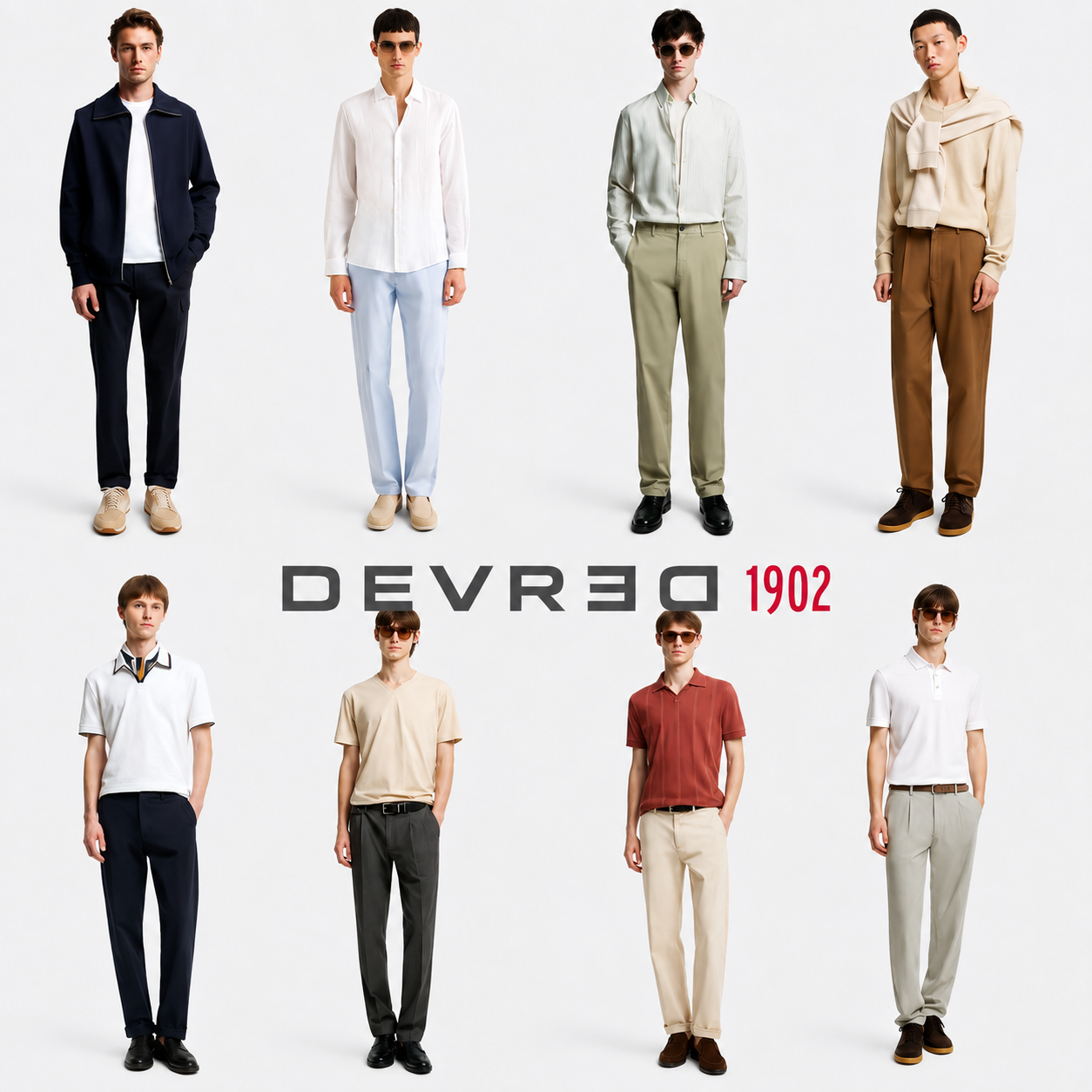 Sélection de Chinos et Pantalons Devred 1902 en promotion - Ex : Chino à pinces vert clair, plusieurs modèles et coloris