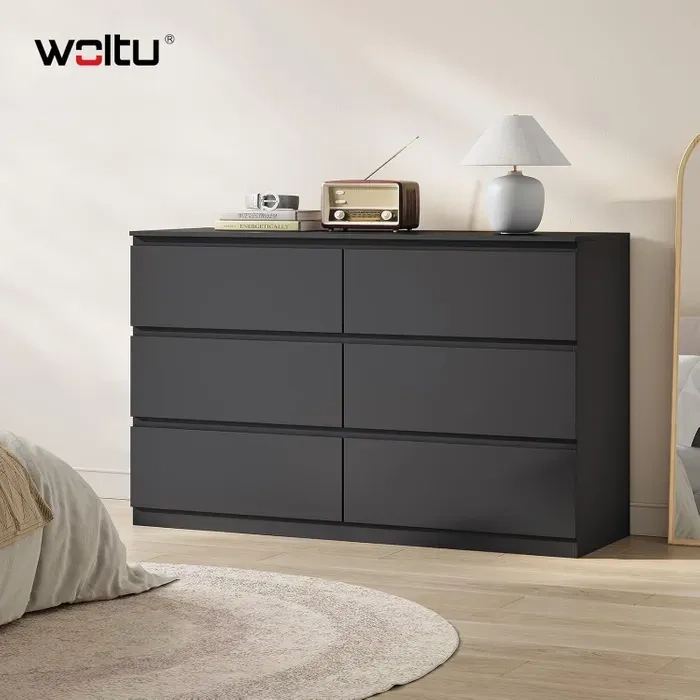 Commode Woltu - 6 Tiroirs, 120x40x75cm, Bois d’Ingénierie (Vendeur Tiers)