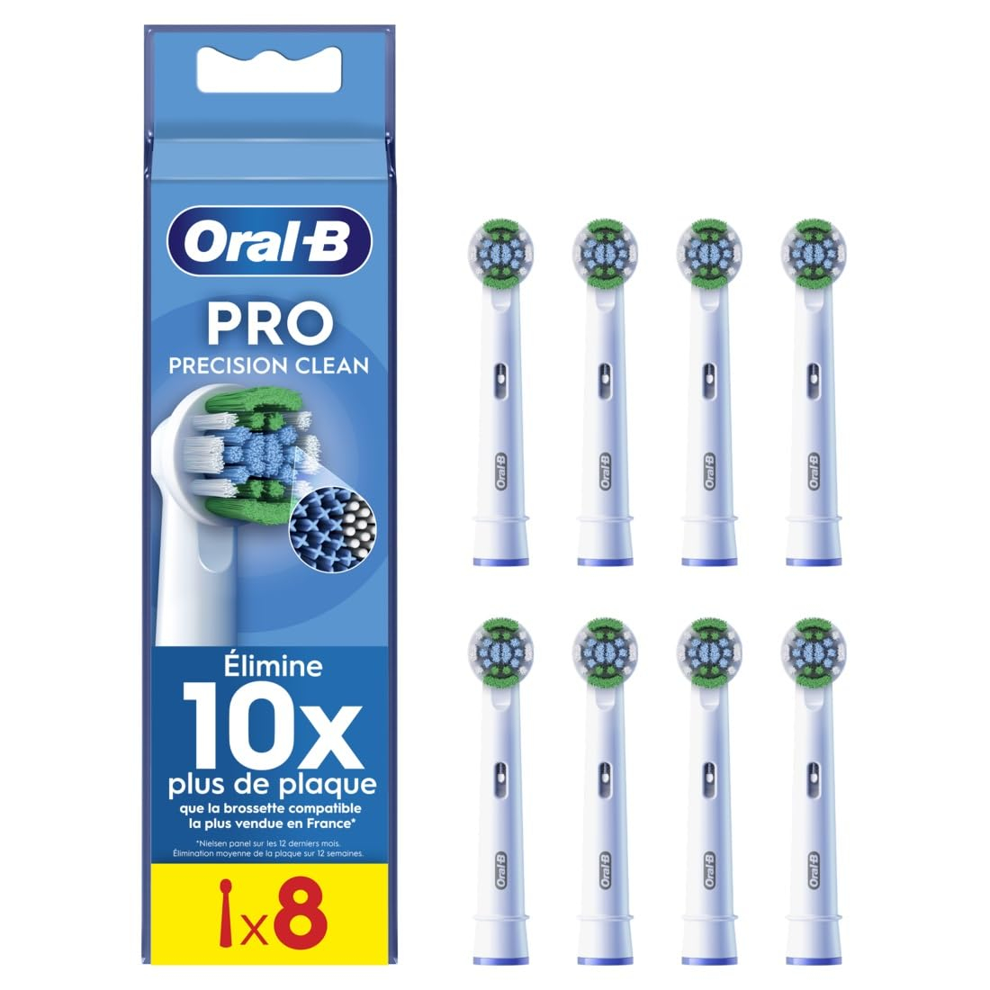 Lot de 8 Brossettes Oral-B Précision Clean, Blanches