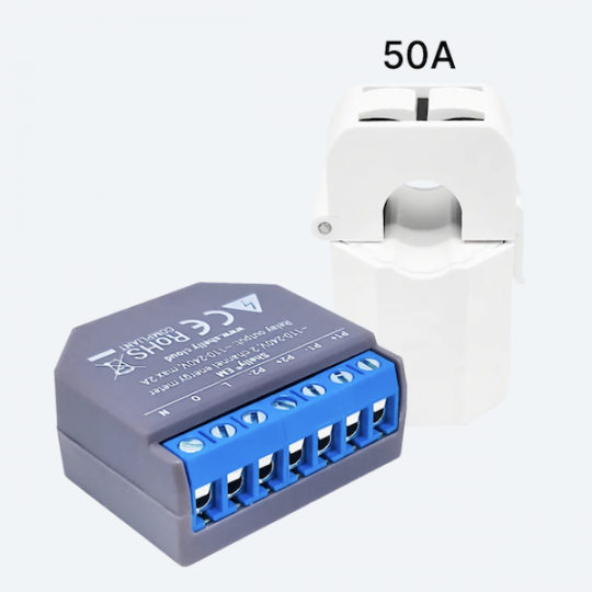 Compteur électrique Wi-Fi Shelly EM + pince ampèremétrique 50A Clamp