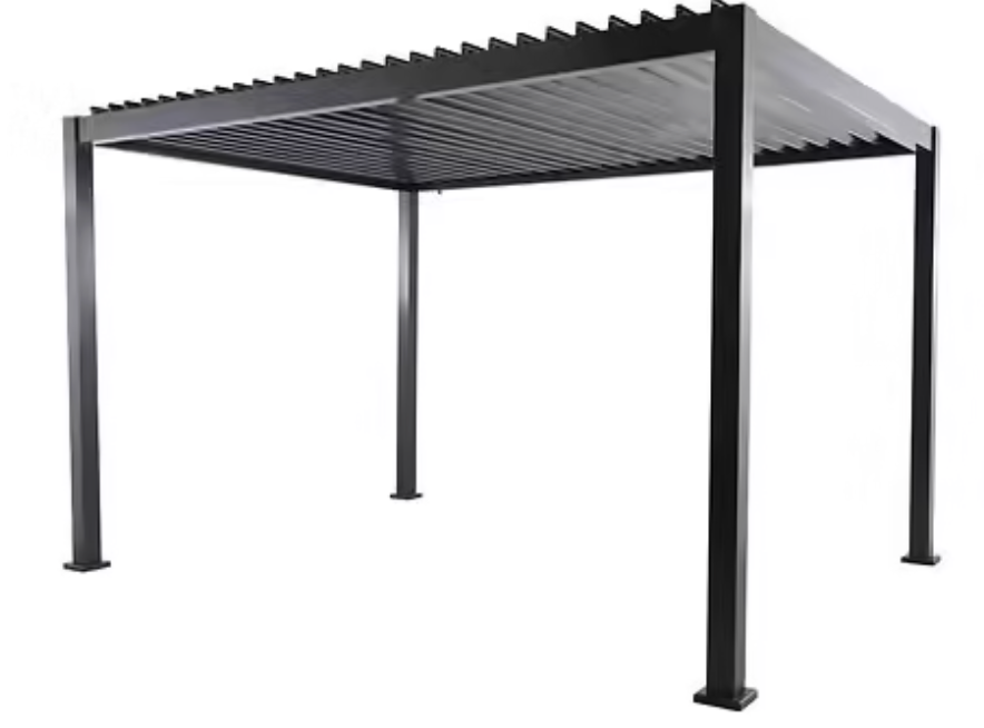 Pergola bioclimatique autoportante - 4 x 3 m, structure aluminium, lattes orientables en acier, 12 m² - Ex : Royan (17)