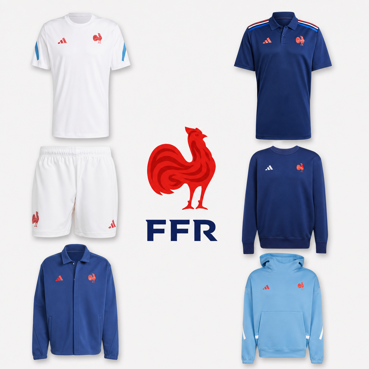 Sélection de produits France Rugby en promotion à -50% - Ex : T-Shirt Adidas FFR Travel 24/25 Blanc Homme, du XS au XL