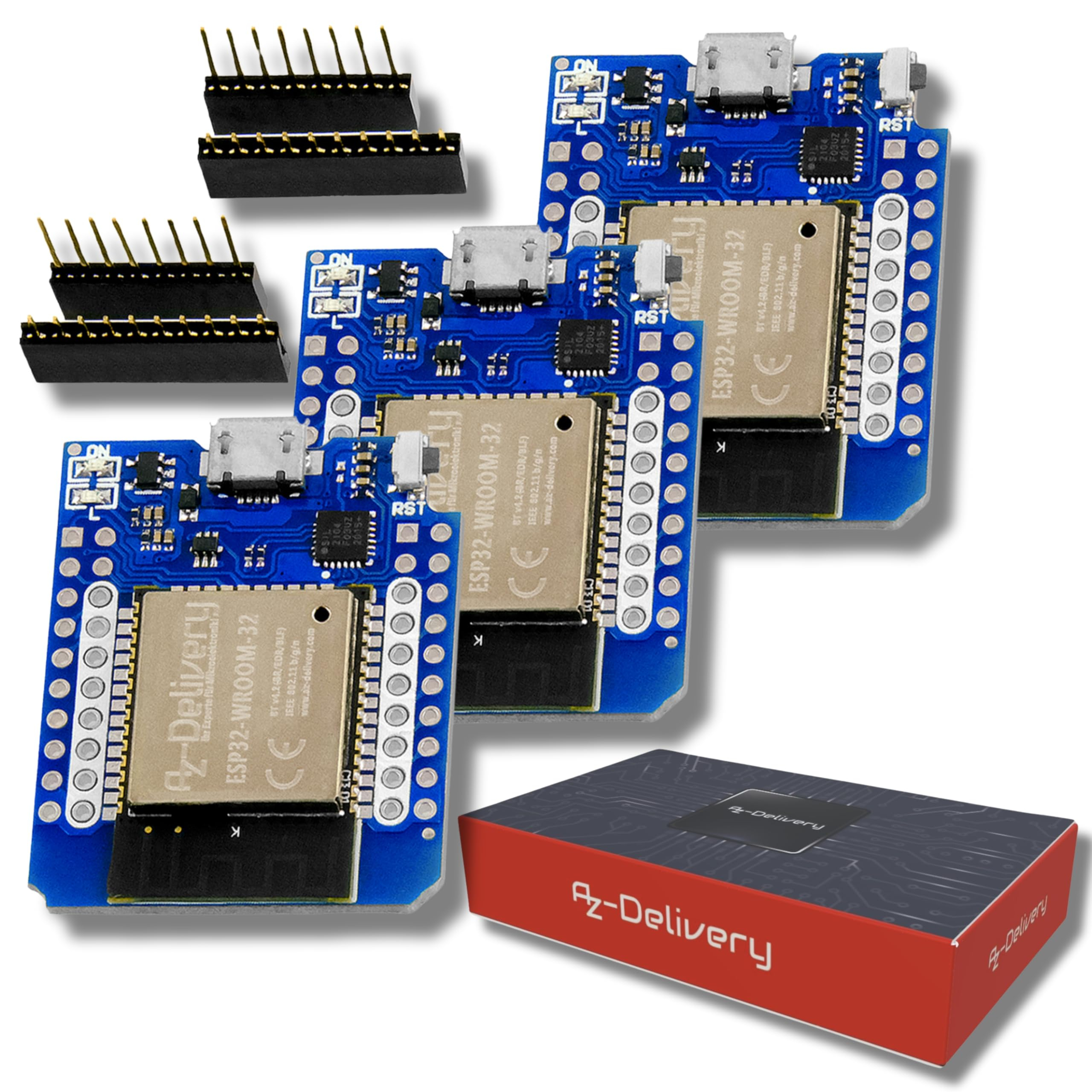 Lot de 3 AZDelivery ESP32 D1 Mini NodeMCU Microcontrôleur WiFi ESP32-Wroom-32 (Vendeur Tiers)