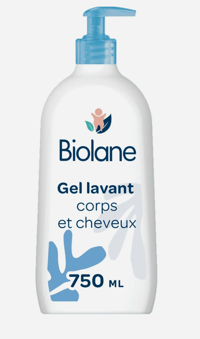 Gel douche lavant corps et cheveux bébé Biolane - 750ml