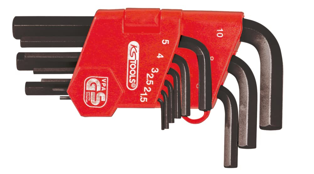 Jeu de 9 clés KS Tools mâles courtes brunies 151.3211 - 6 x 6 pans