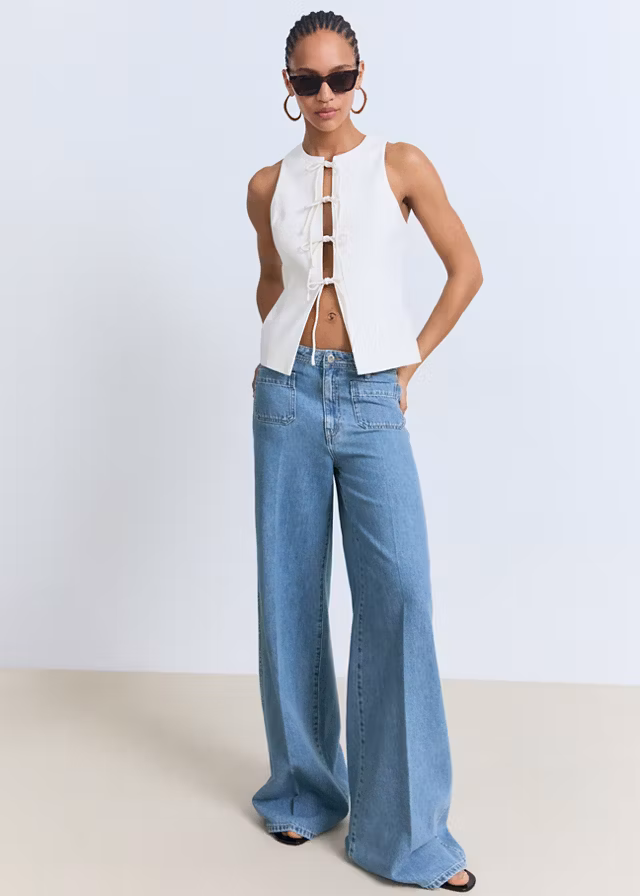 Jean wideleg poches taille haute - Bleu clair (du 32 au 46)