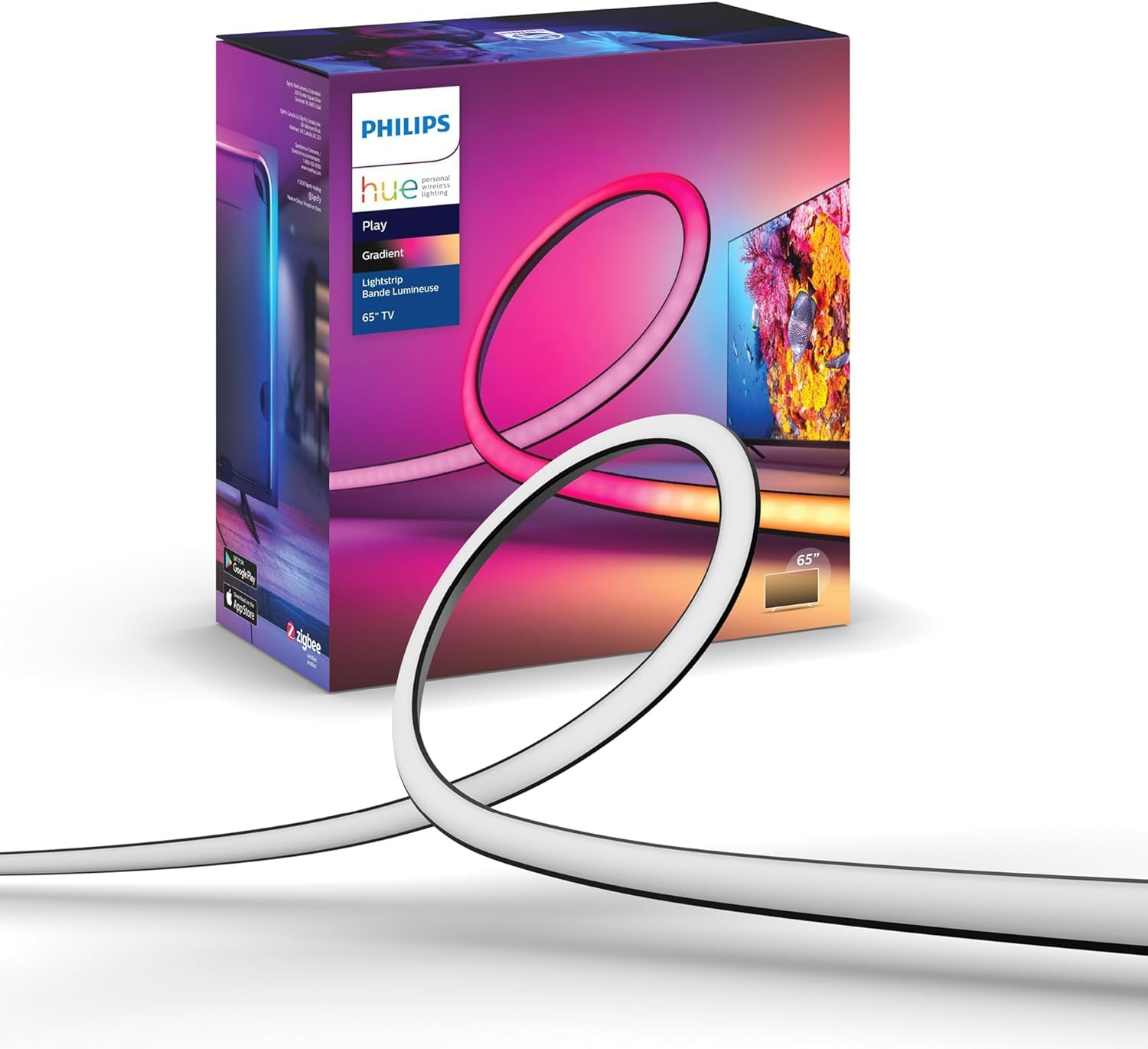 Ruban LED Philips Hue Lightstrip Play Gradient pour TV 65" (75" à 129.99€)
