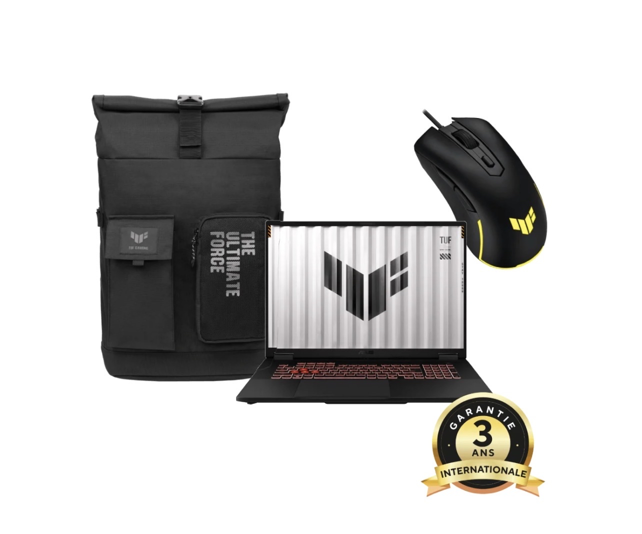 Pack PC portable 18" Asus TUF Gaming A18 FHD+ 144Hz Ryzen 7 260 RTX 5070 32Go 512Go Sans OS avec Sac et souris TUF