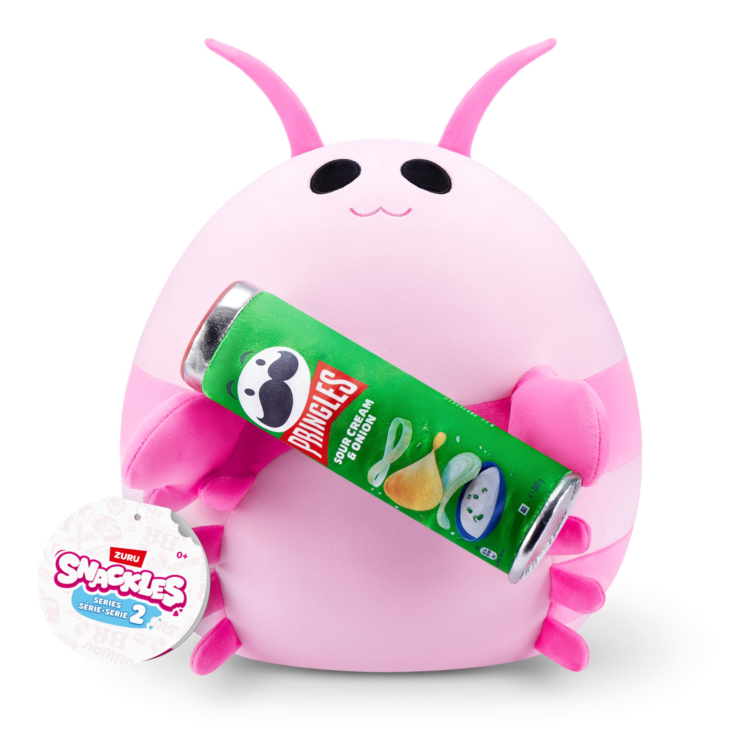 Peluche Squishy Snackles - Series 2, Pink Shrimp ou Poulet (Tabasco), 35cm