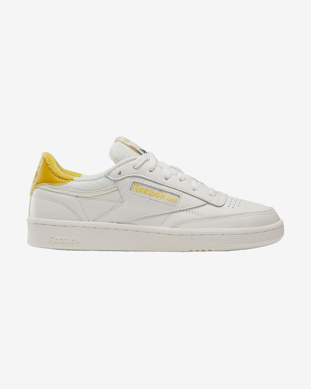 Baskets femme Reebok Club C 85 Vintage 40e anniversaire - blanc/jaune