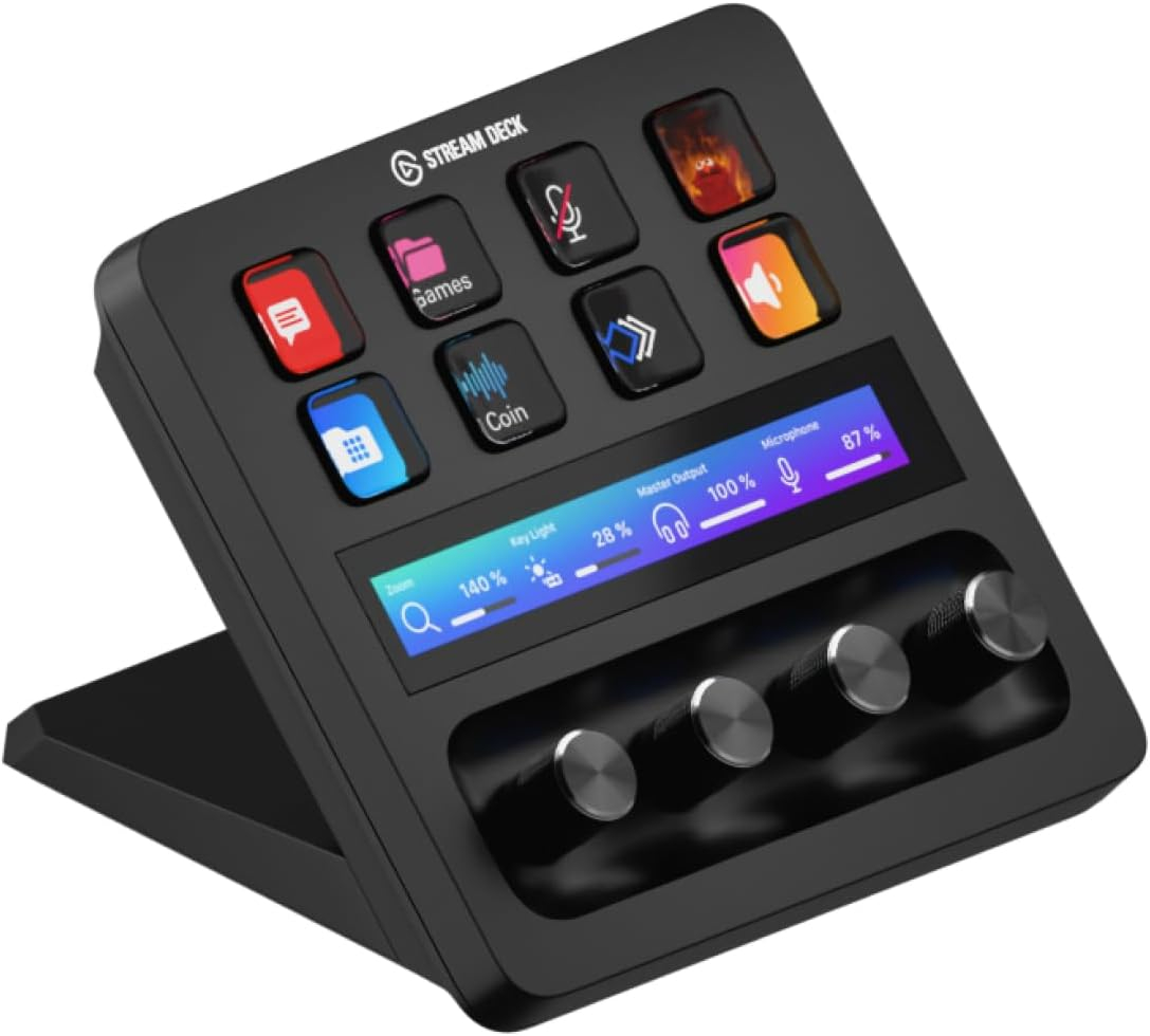 Console de Mixage Elgato Stream Deck+ - 8 Touches LCD, 4 Molettes, Ruban Tactile