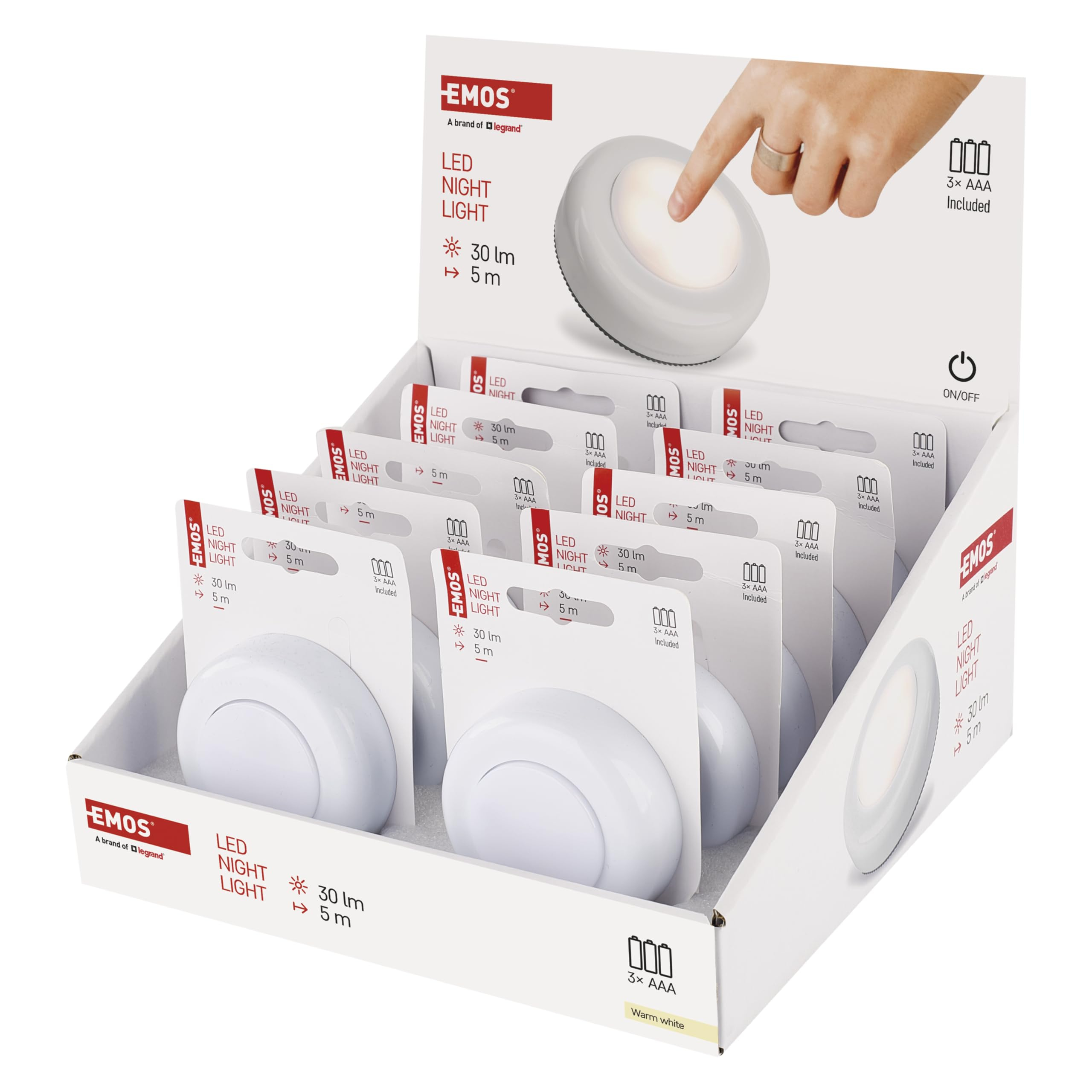 Lot de 10 Veilleuse EMOS LED - piles incluses (Occasion : comme neuf)