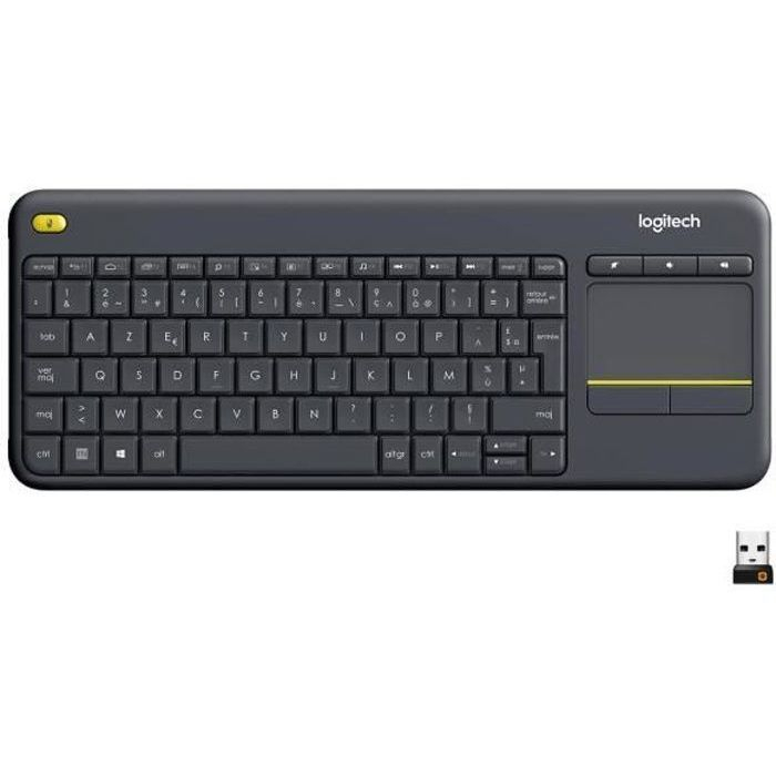 Clavier sans fil Logitech K400 Plus - Azerty, Pavé tactile, Noir