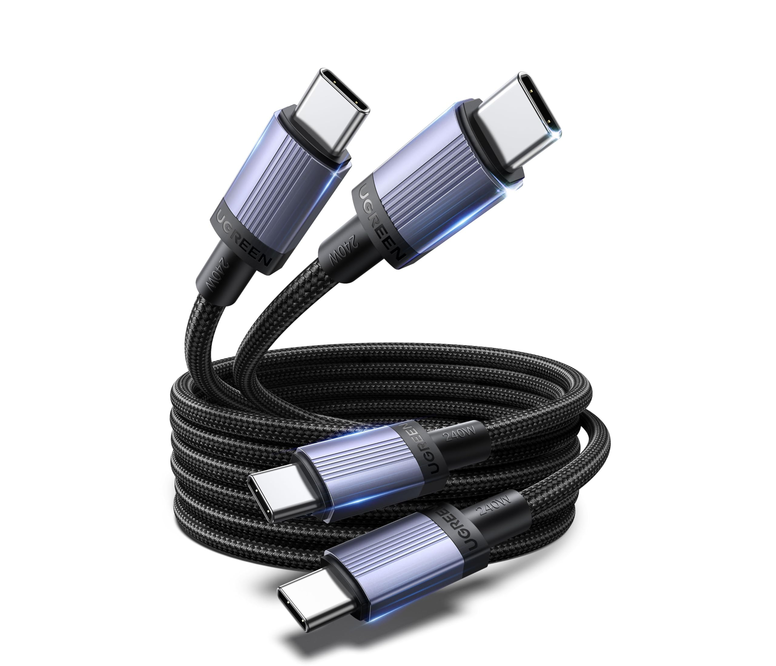 Lot 2 Câble USB C UGREEN PD 3.1 5A 48V 240W Charge Rapide (2M) tressé (vendeur tiers)