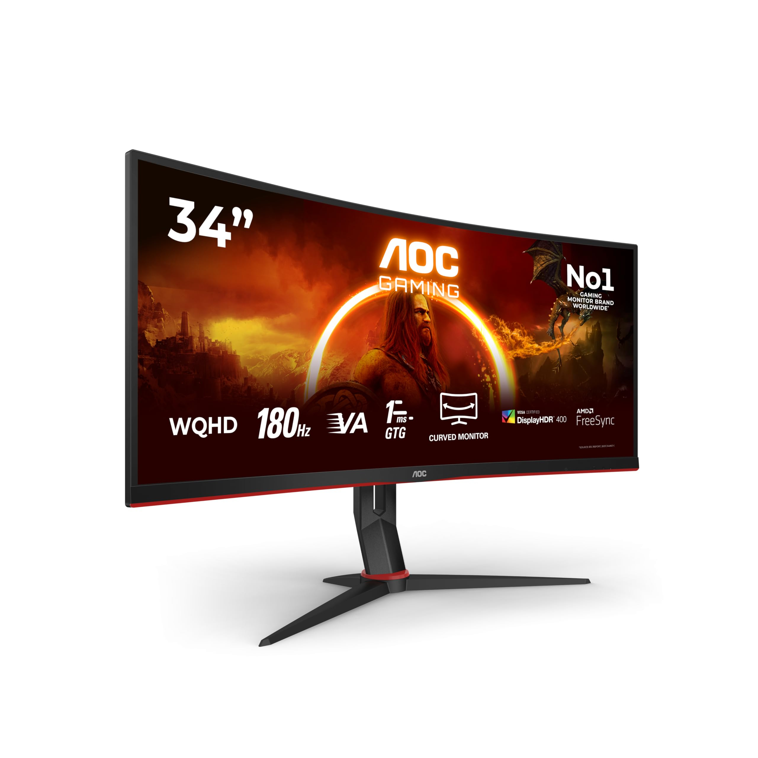 Écran PC 34" AOC CU34G2XP - WQHD, 180 Hz, incurvé