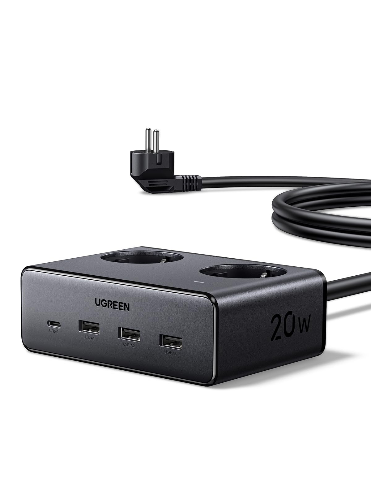 Multiprise Cube Parafoudre 6-en-1 Ugreen Nexode - 3680W, 2 Prises AC, 4 USB dont USB-C PD 20W (Vendeur tiers)