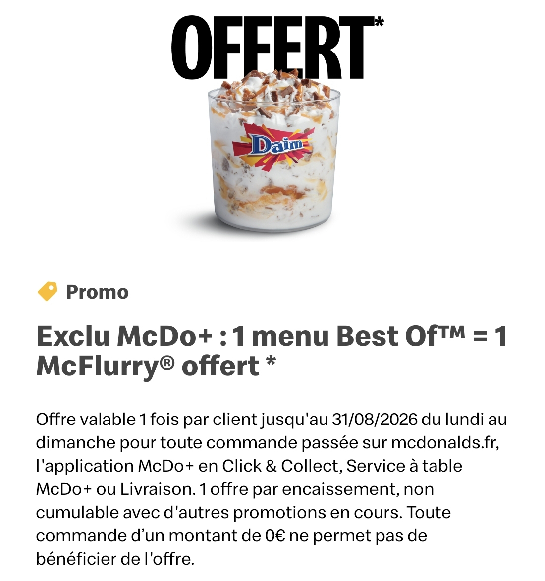 [McDo+] 1 menu Maxi Best Of acheté = 1 McFlurry offert (restaurants participants)