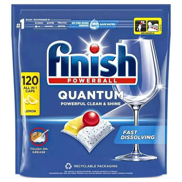 Lot de 120 Pastilles Lave-Vaisselle Finish Ultimate Clean and Shine - Citron