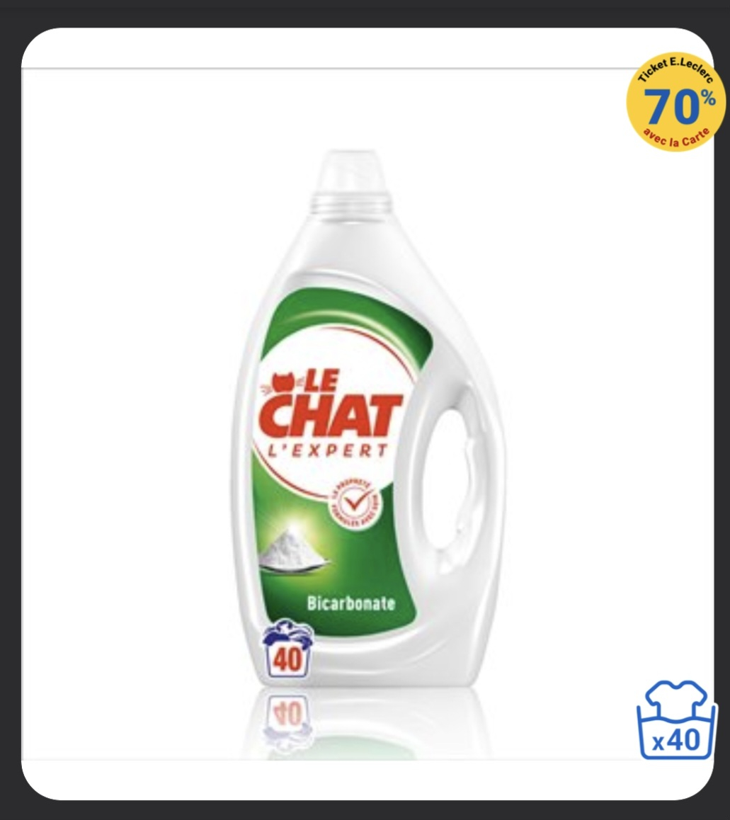Lessive liquide Le Chat L’expert Bicarbonate - 1.8L (via 7,28€ cagnottés)