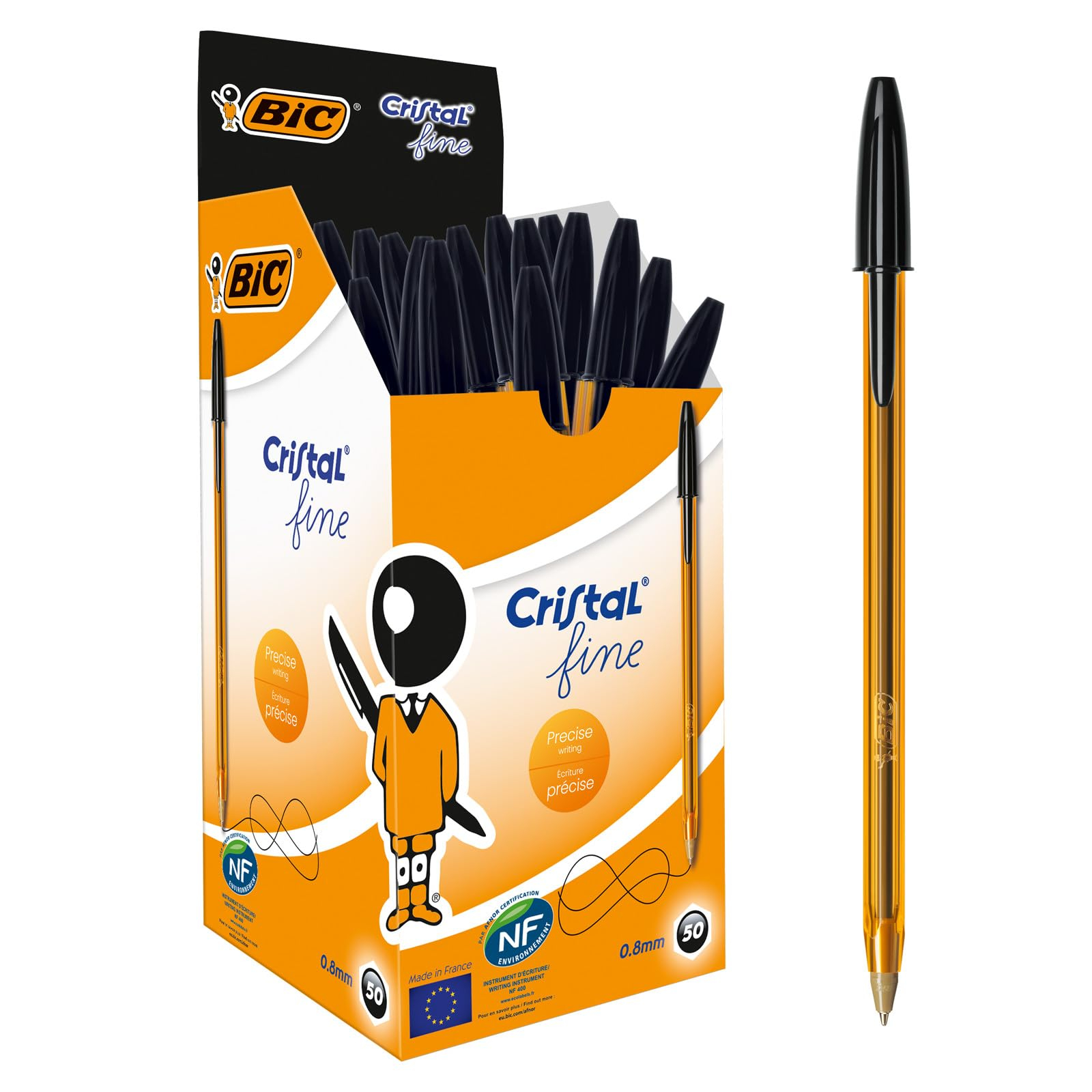 Boite de 50 Stylos Bic Crystal Fine noirs