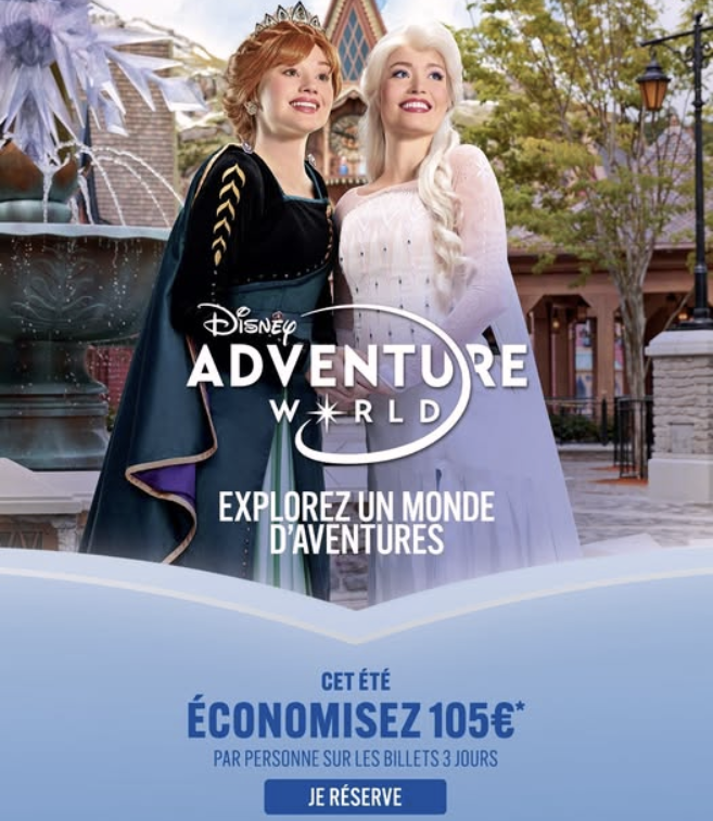 105€ de réduction sur les billets Disneyland 3 jours / 2 parcs - Exemple : Du 28 au 30 septembre