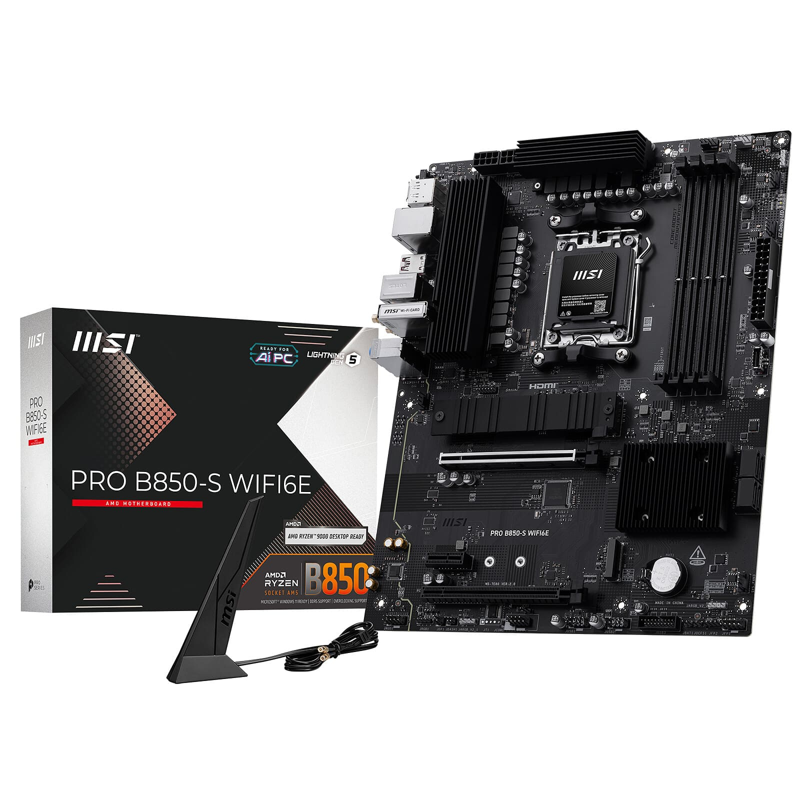Carte mère MSI PRO B850-S - Socket AM5, WIFI6E, DDR5, VRM 12+2+1, ATX