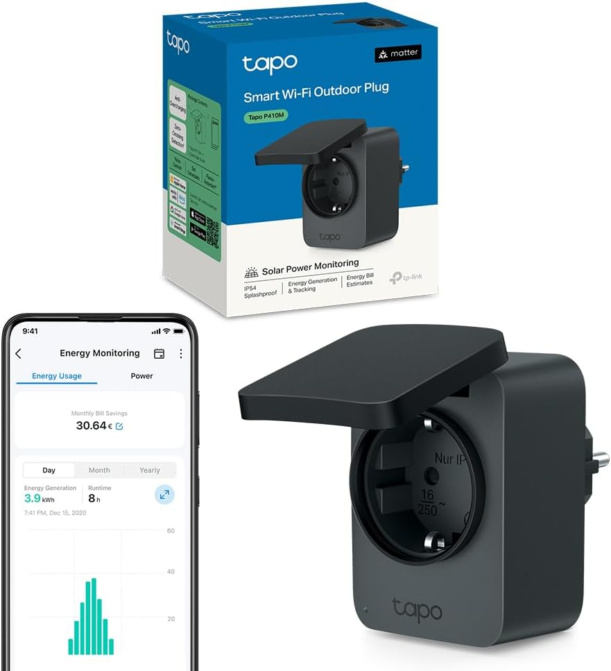 Prise Connectée Extérieure Tapo P410M - Wi-Fi, Compatible Alexa , Matter HomeKit, 16A, IP54