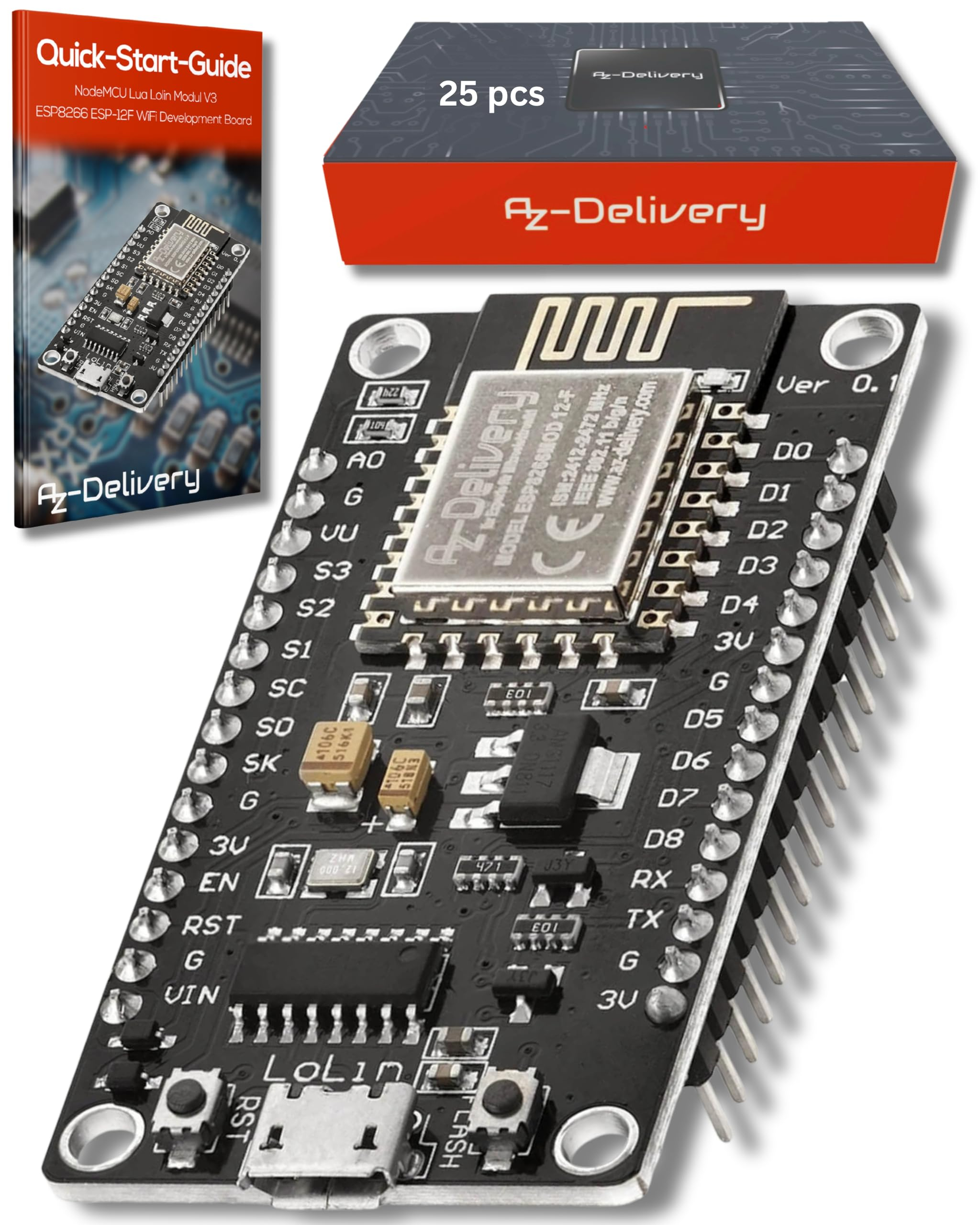 Lot de 25 Cartes AZDelivery avec Wifi Compatible Arduino (Vendeur tiers)