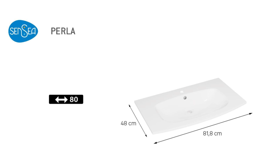 Vasque Simple Centrée Perla Solid Surface Blanc Brillant - 81,8x48cm