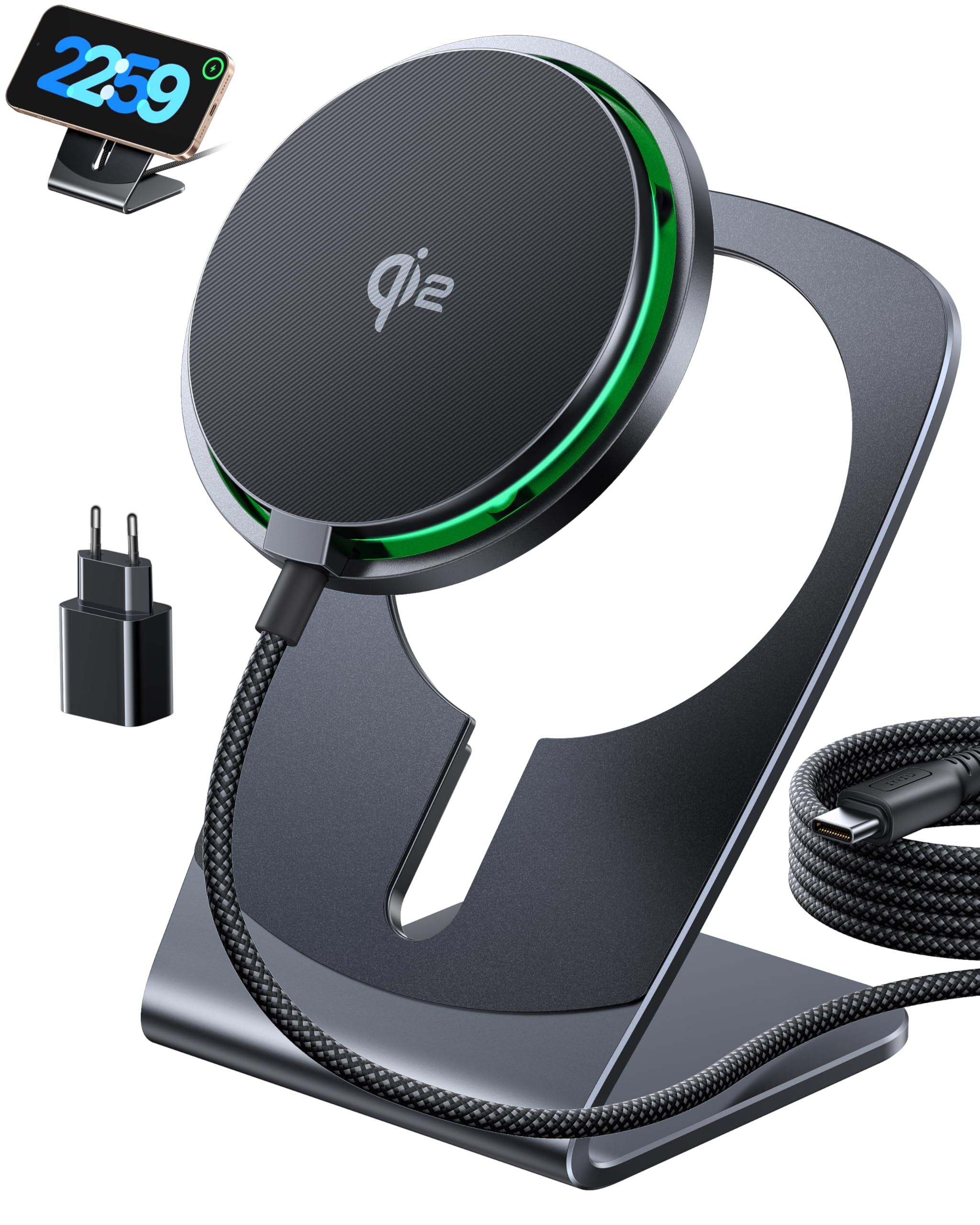 Chargeur Induction INIU 2-in-1 Amovible, Qi2 15W Rapide, sans Fil (Vendeur tiers - via remise panier)
