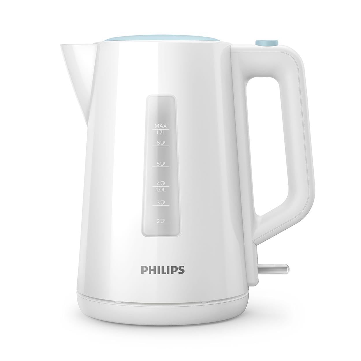 Bouilloire Électrique Philips SErie 3000 - 1,7L, Ébullition Rapide, Couvercle à Ressort, Voyant Lumineux, Base 360°, Filtre Anti-Calcaire