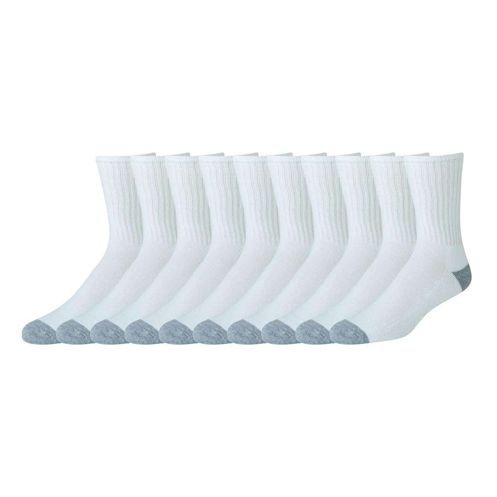 Lot de 10 paires chaussettes Amazon Essentials semi-rembourrées (74% coton) - Blanc (du 41 au 45)