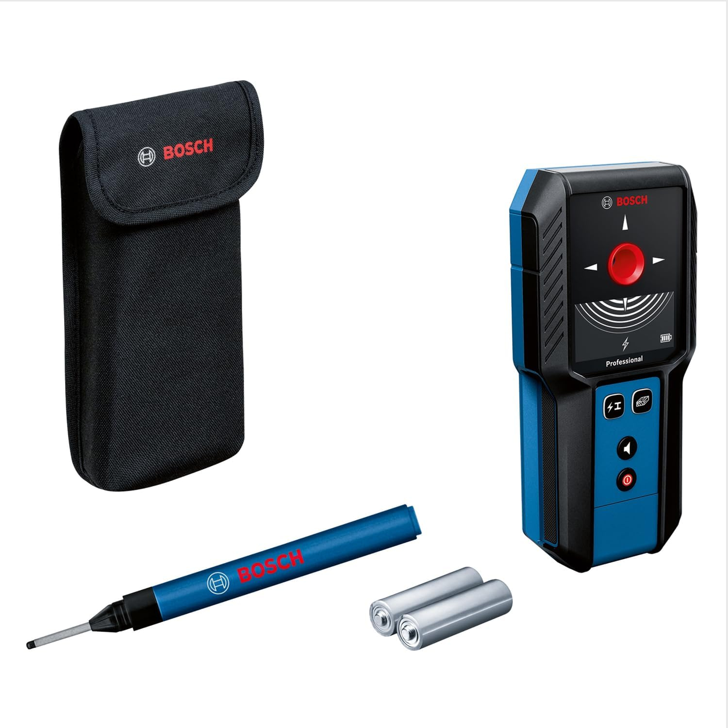 Scanneur Mural Bosch Professional GMS 120-27 - avec 2 Piles AA, Stylo, Marqueur & Housse de rangement