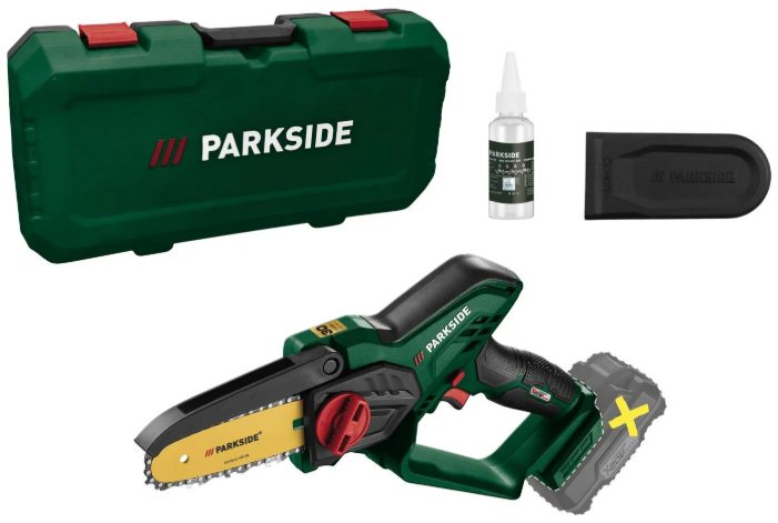 Mini-Tronçonneuse sans fil Parkside 20V Édition 30 Ans - Longueur Coupe 15cm, avec Coffret de Rangement, vendu sans batterie, ni chargeur