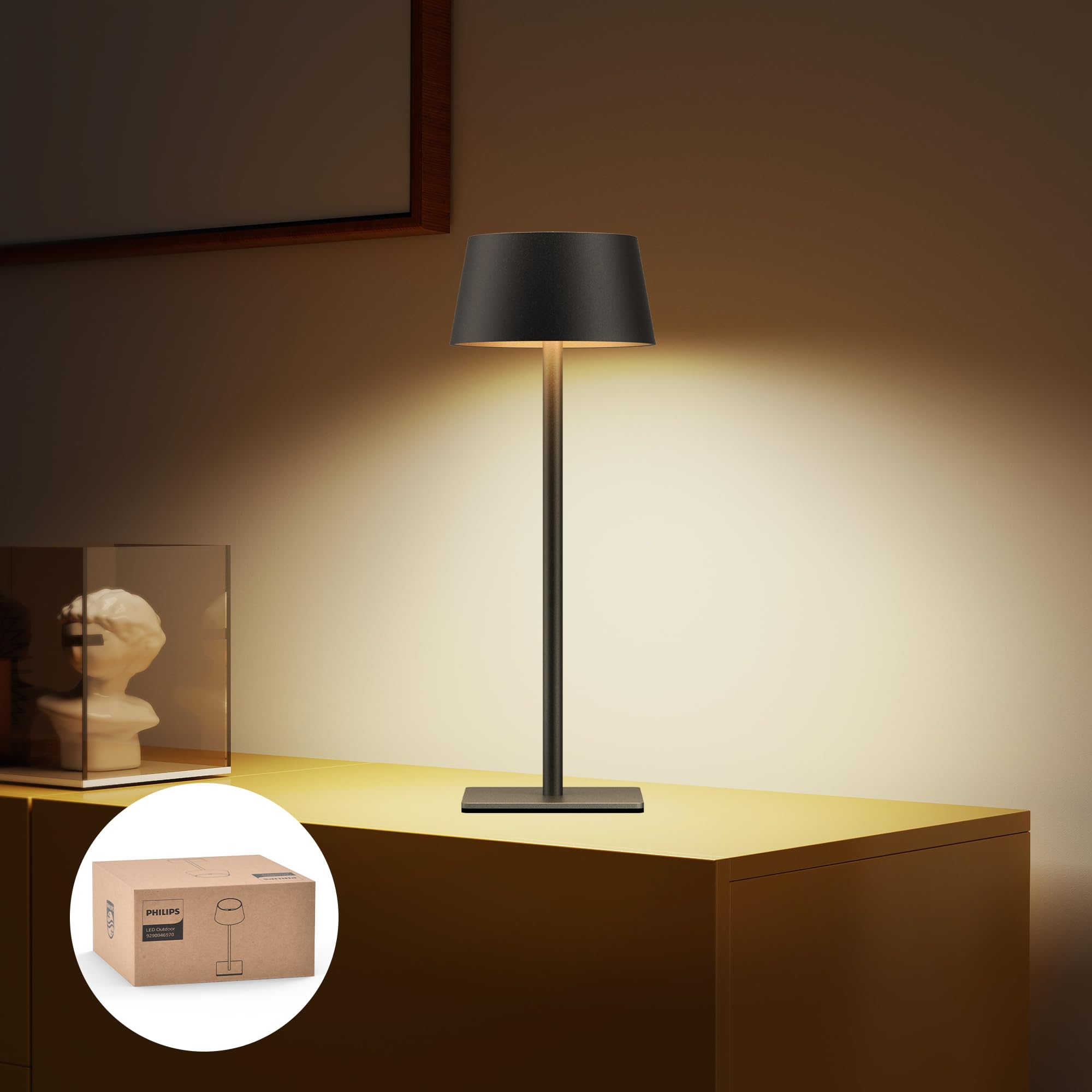 Lampe de Table Solaire d'Extérieur Philips - Lumière LED Portable, Sans Fil, à Batterie, Hauteur Réglable 2 Positions (Vendeur Tiers)