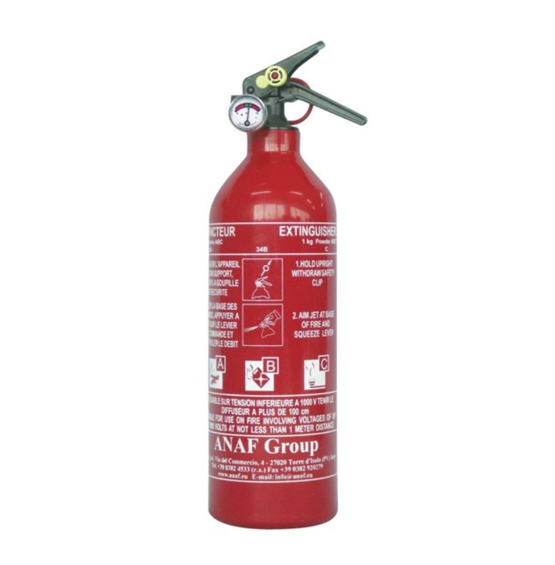 Extincteur voiture 1 kg avec manomètre pour feux A, B, ou C