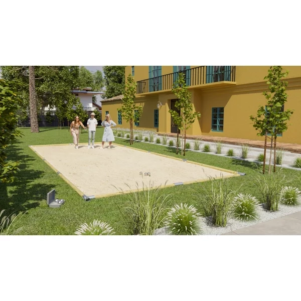 Kit Contour de Terrain de Pétanque en Bois Traité Autoclave - 12,15m x 4,85m - la Ricamarie (42)