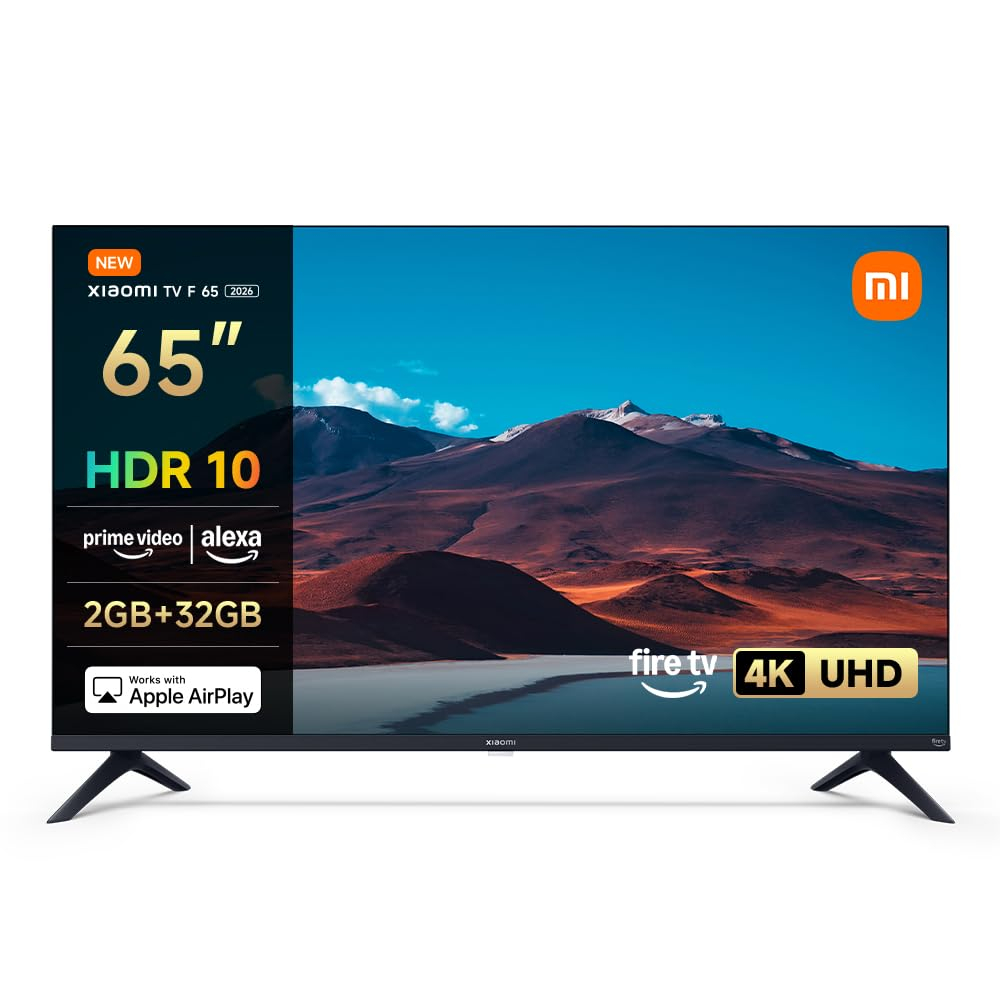 TV 65" Xiaomi TV F 65 - 4K UHD, Smart TV, Fire TV, Contrôle Vocal Alexa, HDR10, MEMC, 60Hz avec Boost 120Hz