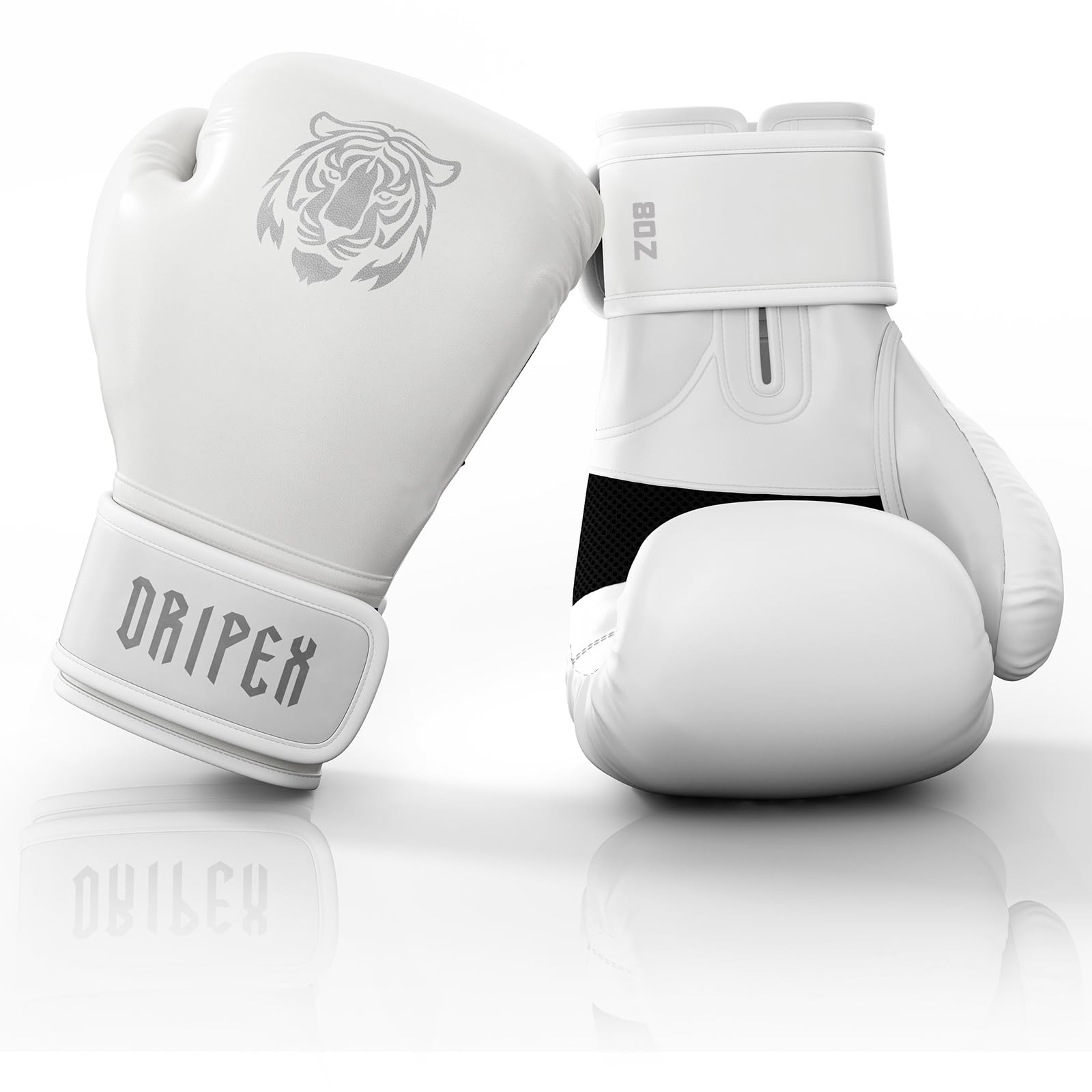 Gants d'Entraînement de Boxe Cuir Dripex - Blanc ou Noir, Tailles 8 ou 10 Oz (Vendeur Tiers)