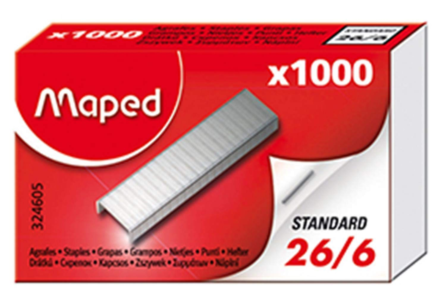 Boîte d'Agrafes Maped 26/6 - 1000 agrafes en Acier Inoxydable
