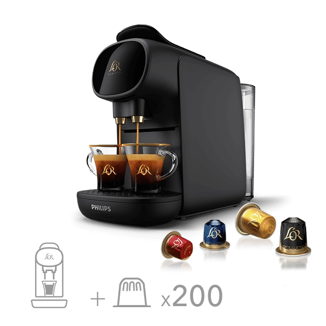 Machine à café L'OR Barista Sublime Piano Noir + Lot de 200 Capsules