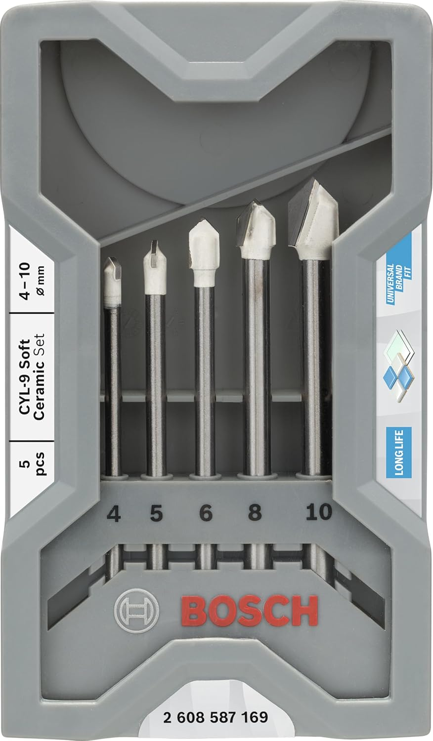 Lot de 5 forets Bosch Accessories Professional Set CYL-9 SoftCeramic - pour Carrelage, Ø 4-10mm