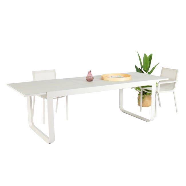 Sélection de tables de jardin en promotion, Chaises non inclues - Ex : Table de jardin Arcane Paradise - aluminium blanc, 4/6 personnes