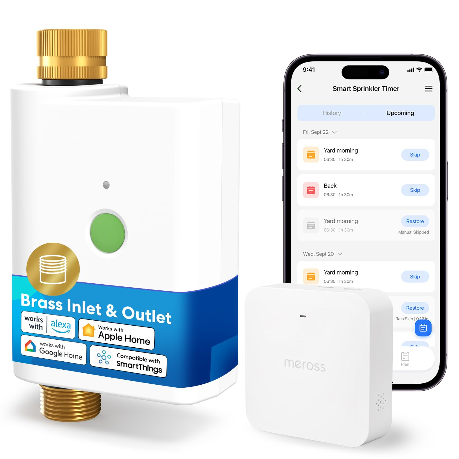 Programmateur Arrosage Meross WiFi MST100, Arrosage Automatique & Report Pluie - APP, Suivi Conso d'eau (Vendeur Tiers)