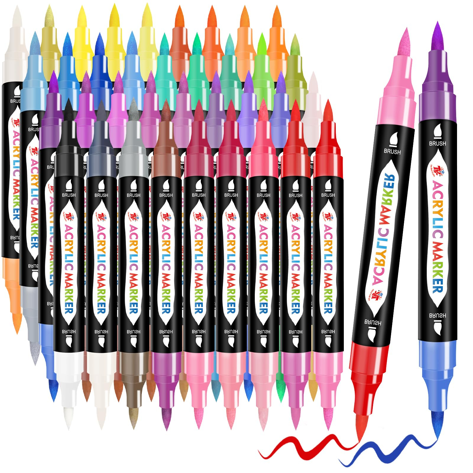 36 Feutres Acrylique The Best Crafts - 72 Couleurs à Double Pointe (Vendeur Tiers)