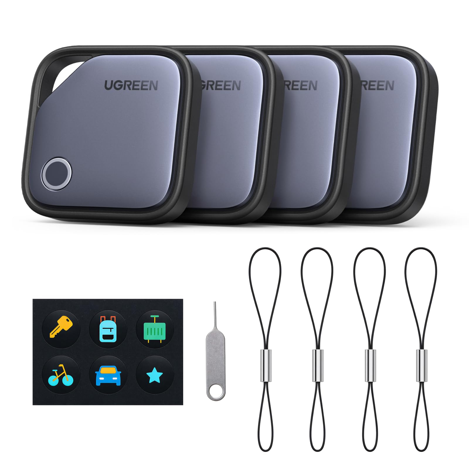 Lot de 4 Trackers Bluetooth Ugreen FineTrack Smart Finder - Certifié FindMy, iOS (vendeur tiers)