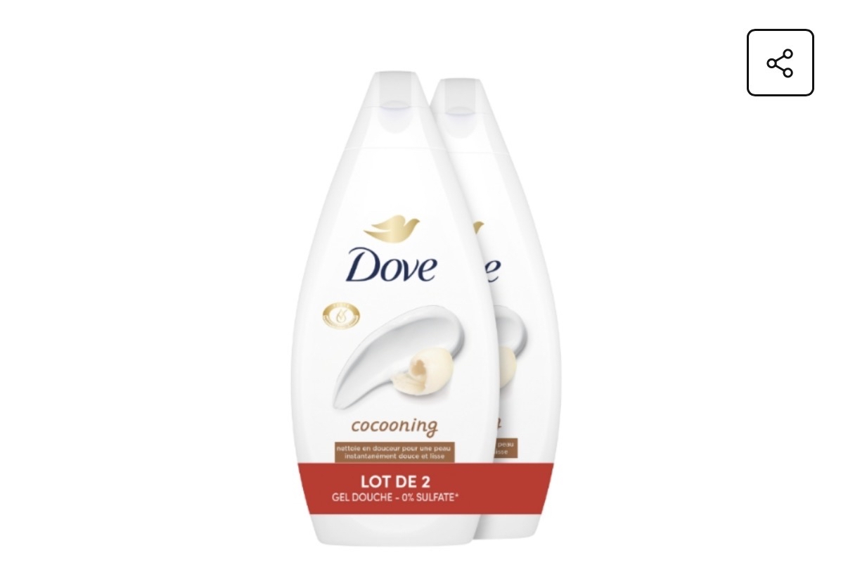 Lot de 2 gel douche Dove Cocooning - 450 ml
