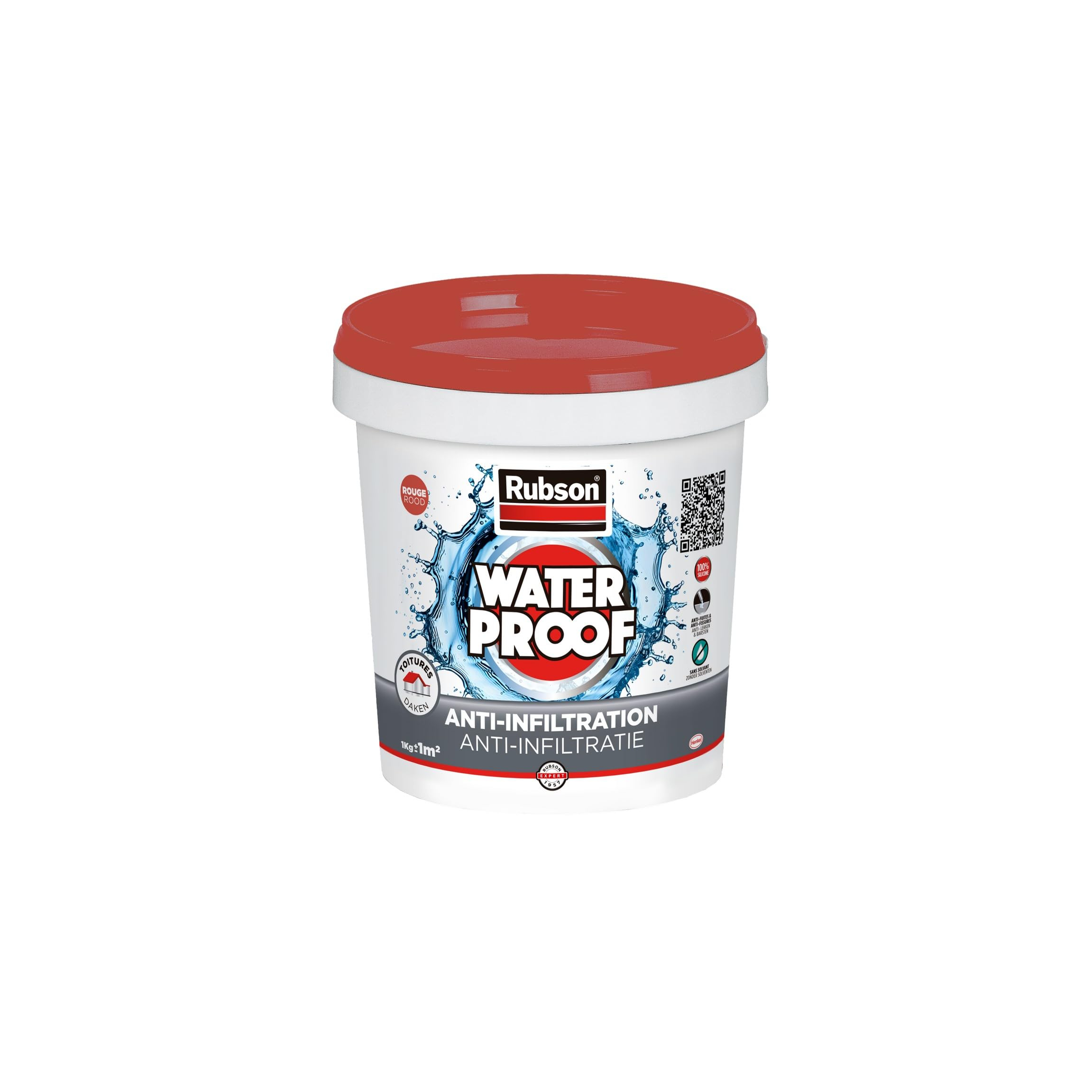 Revêtement Waterproof Anti fuite Rubson - Rouge 1kg réparation et étanchéité toiture