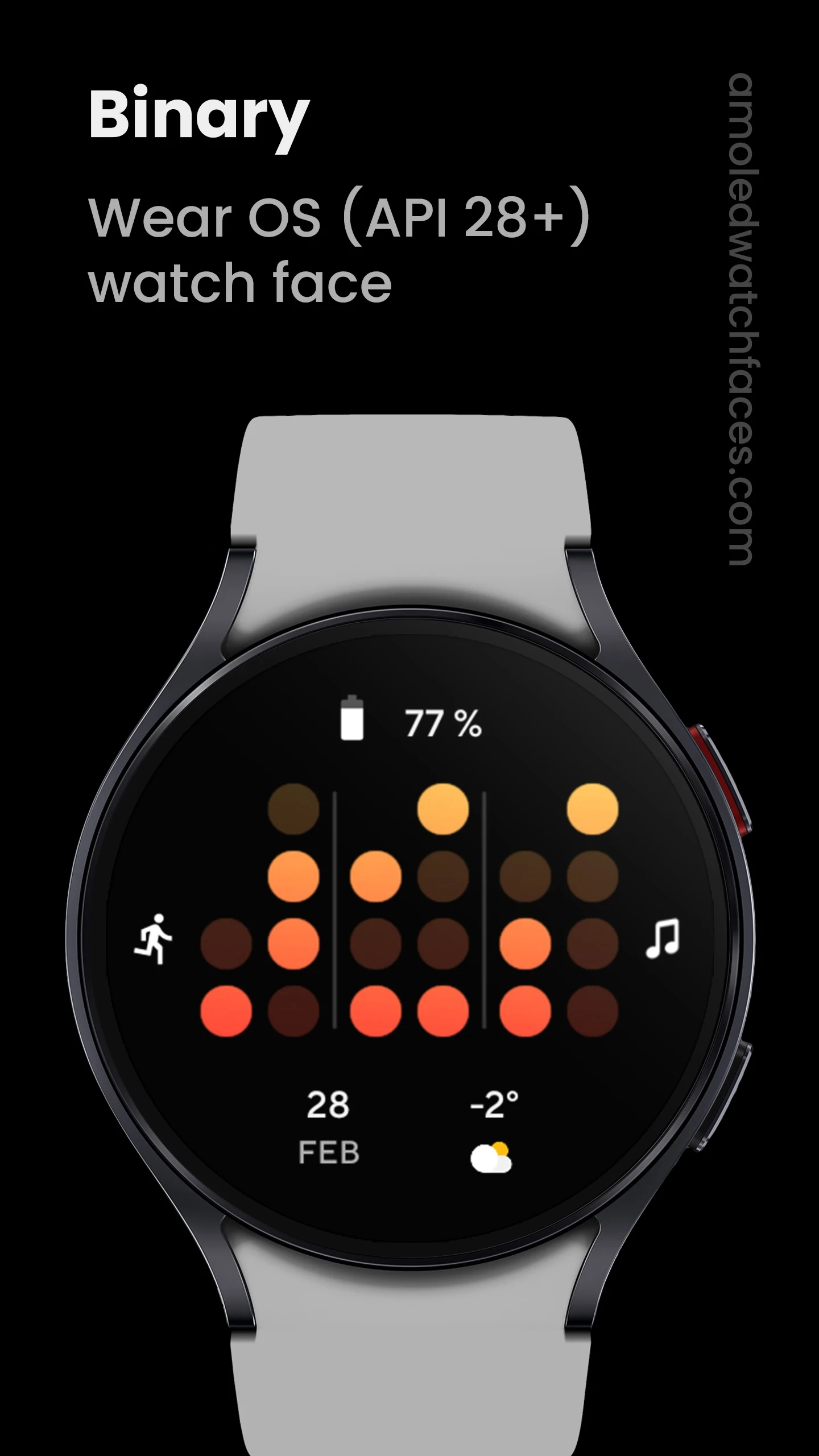 Binary Watch Face gratuit sur Android (Dématérialisé - Wear OS)