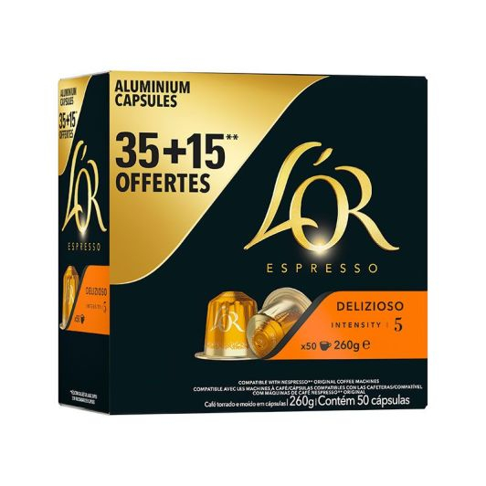 Boite de 50 capsules de Café l'Or Deliciozo Nespresso